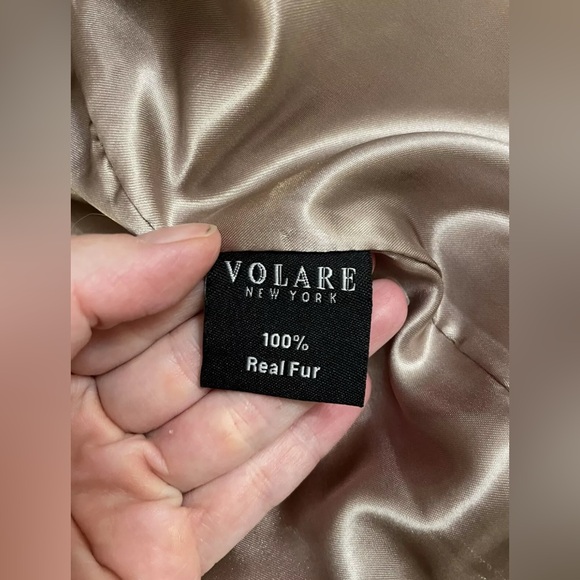 VOLARE New York taupe brown tan rabbit fur 3/4 sleeve jacket coat medium m - Picture 4 of 7